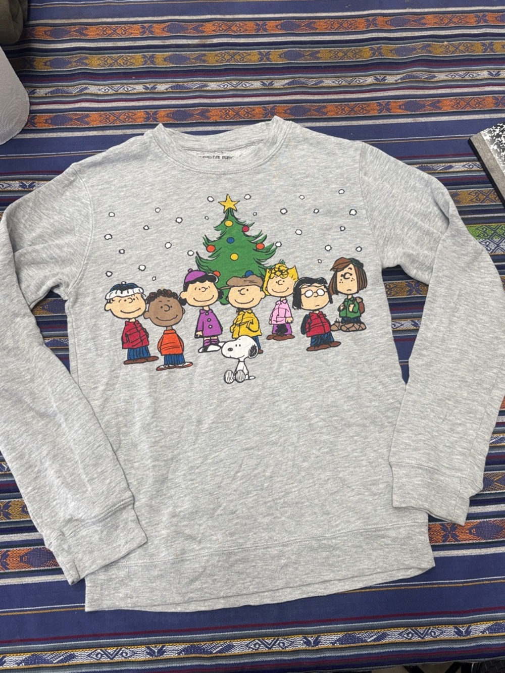 Peanuts  Light Gray Holiday Sweatshirt with Tree & Characters